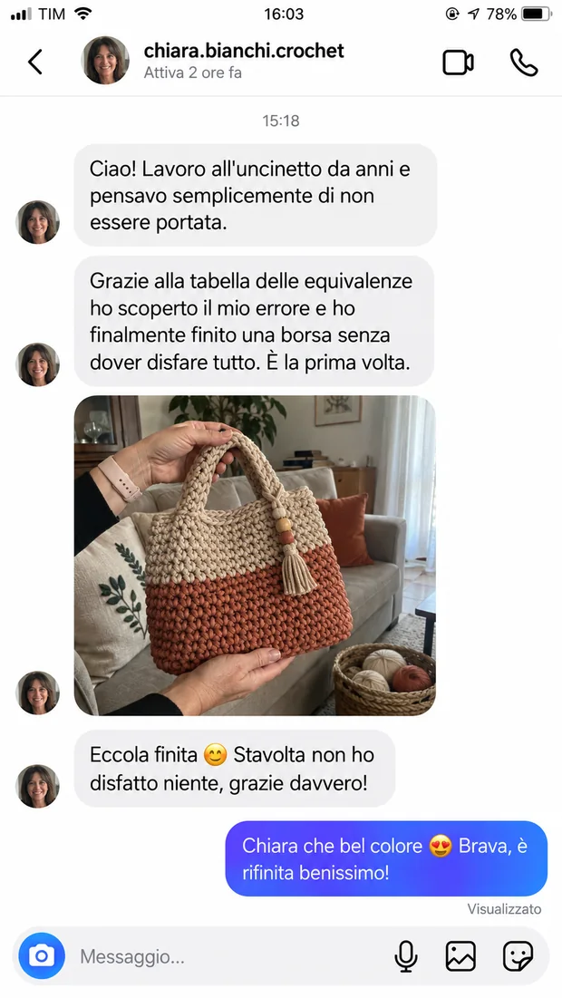 Messaggio di una cliente