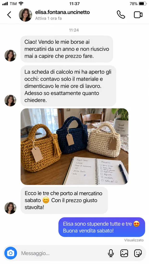 Messaggio di una cliente