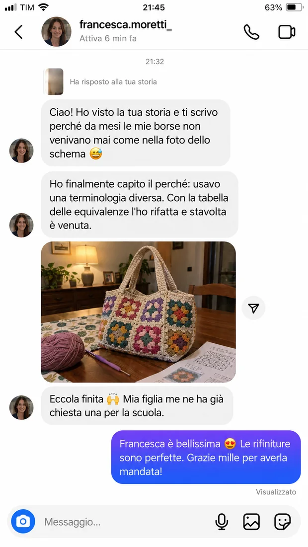 Messaggio di una cliente